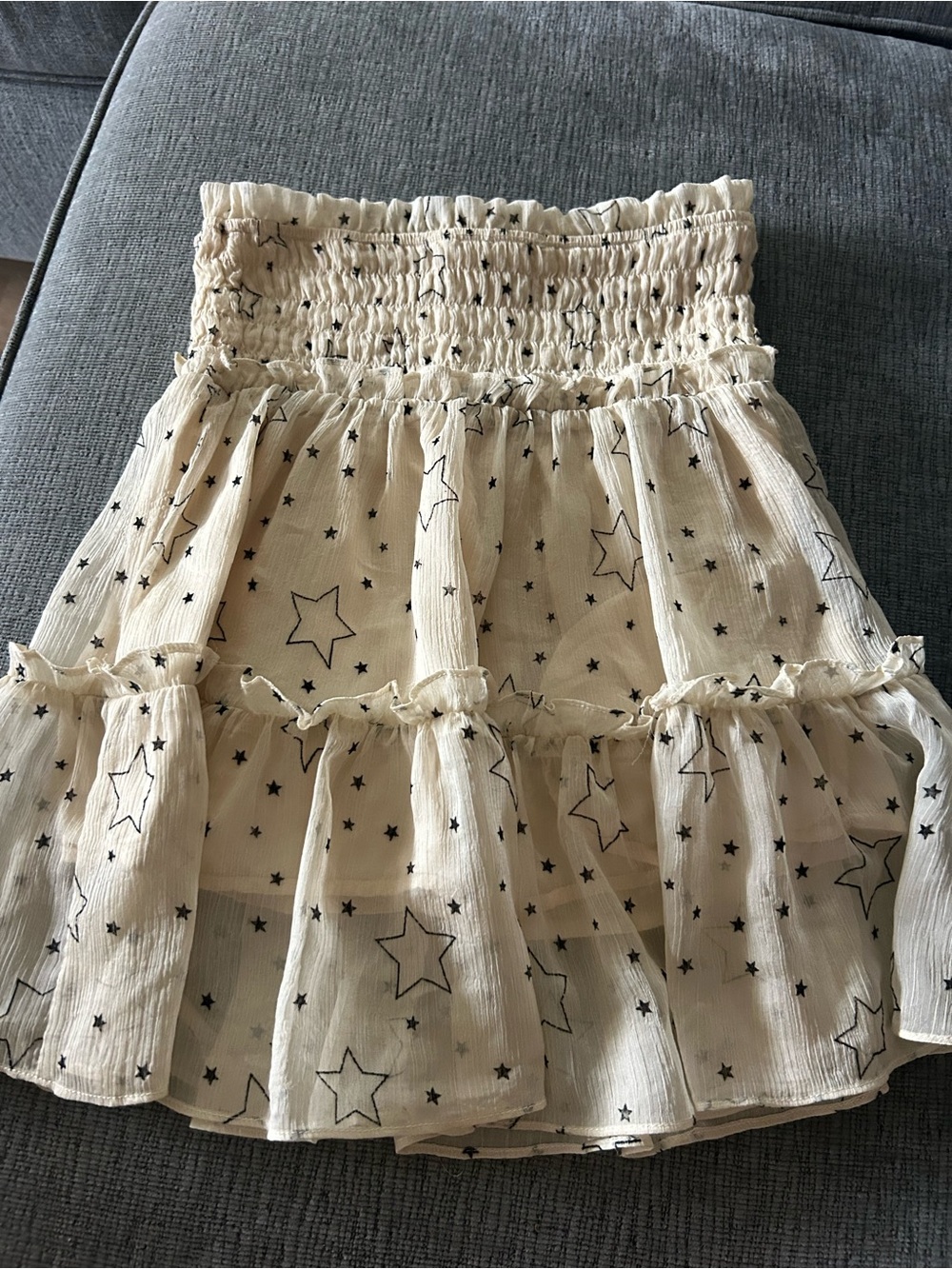 Storia Cream Skater Skirt with Black Star Print